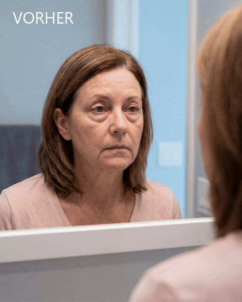 Frau vor dem Spiegel, vorher